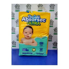 PAÑALES ABSORSEC ULTRA CHICOS  40 PZA